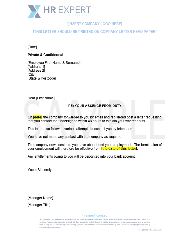 Termination Of Employment Letter By Employee from hrexpert.com.au